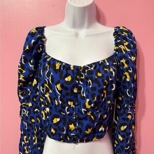 Rahi  Blue Leopard  Blouse Size. Small
